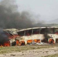 Трагедия! 73-ма изгоряха живи при сблъсък на два автобуса и камион-цистерна (СНИМКИ/ВИДЕО,18+)