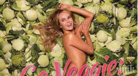 водеща просна чисто гола сред зелки снимка