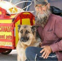 Мъж и кучето му пътешестват, за да помагат на малтретирани животни
