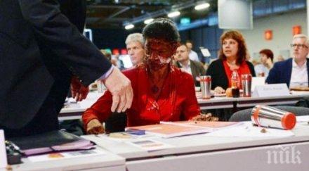 замериха торта германска опозиционерка заради изказване бежанците