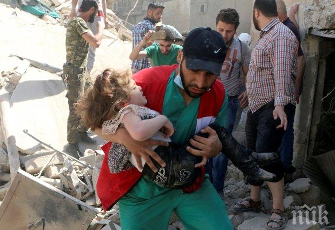 Спасиха дете в разрушена сграда в Сирия (ВИДЕО)