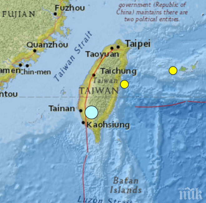 6,2 по Рихтер разтърси Тайван