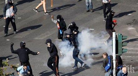полицията лил използва сълзотворен газ 200 британски футболни фенове