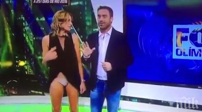 ГОРЕЩО! ТВ водеща си показа гащичките в пряко предаване (ВИДЕО)
