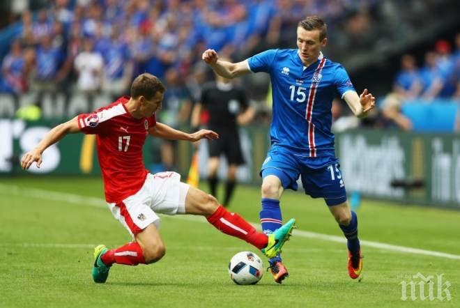 На полувремето: Исландия - Австрия 1:0