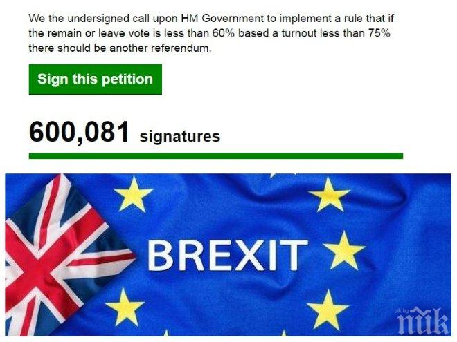 Шокираща активност! Над 50 хиляди се подписаха за по-малко от 2 часа за нов референдум във Великобритания (СНИМКА)
