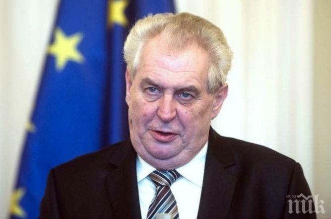 Президентът Земан призова за провеждане на референдум за членството на Чехия в ЕС и НАТО