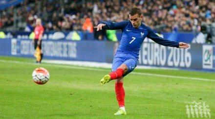 гризман втори гол франция петлите водят