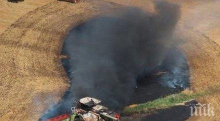 втори живот 220 000 волта удариха комбайнер жътва житото машината пламнало моментално