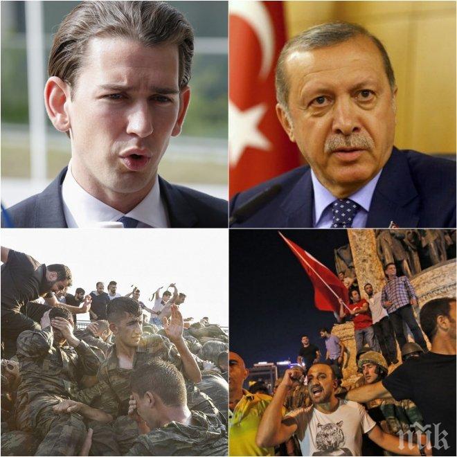 ИЗВЪНРЕДНО! Австрия осъди жестоко Ердоган: ЕС трябва да се намеси, превратът е извинения за тирания