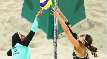 олимпийски парадокс вижте необичайните костюми състезателките плажен волейбол египет снимки