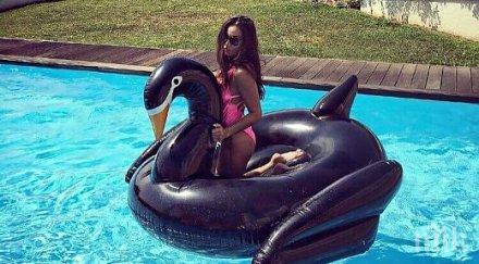 надуваеми лебеди хитът лятото алисия яхна черен виктория бекъм златен розови птици плъзнаха слънчака супер снимка