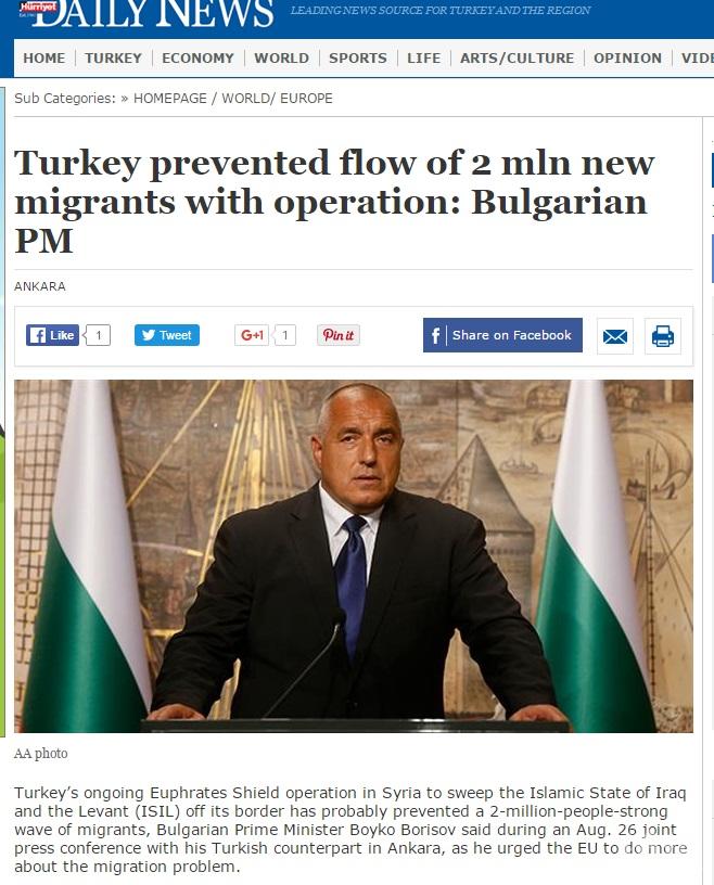 Голям интерес към визитата на Борисов в турските медии