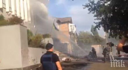 пожар горя централата украинска телевизия