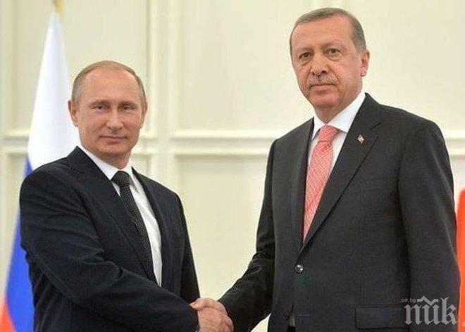 Путин и Ердоган общуват по-приятелски от отпреди месец 