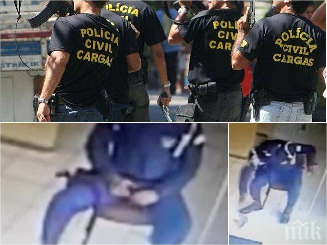 УНИКАЛНА ГЛУПОСТ! Полицай извади оръжието си от кобура, а това, което последва, шокира всички (ВИДЕО 18+)