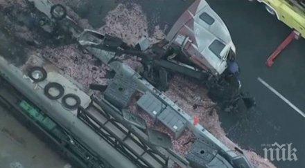 пари камион разпиля монети сащ