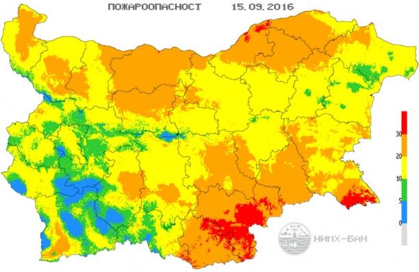 7 области в страната са силно застрашени от пожар в четвъртък