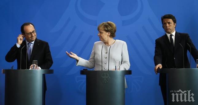 НЕЩО СТАВА С ПЪРВИТЕ В ЕВРОПА! Меркел и Оланд наложиха тотален игнор на Ренци