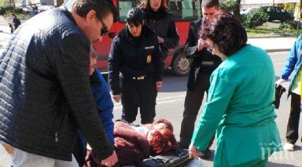 автобус блъсна млада жена зебра шофьорът слезе рейса