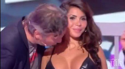 френски водещ награби актриса внушителна гръд нацелува видео