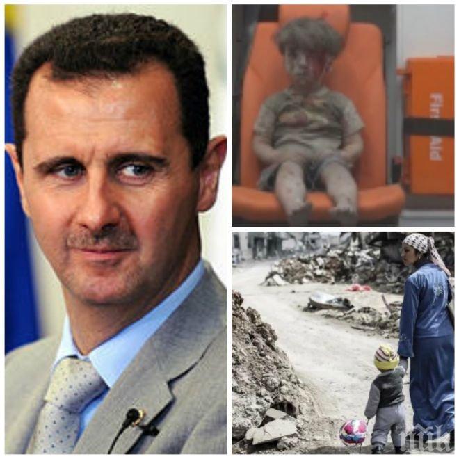 Башар Асад: Кадрите с окървавеното след бомби момченце са фалшиви!
