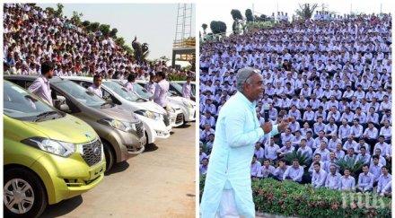 щедрост индийски бизнесмен подари работниците 1260 автомобила 400 апартамента