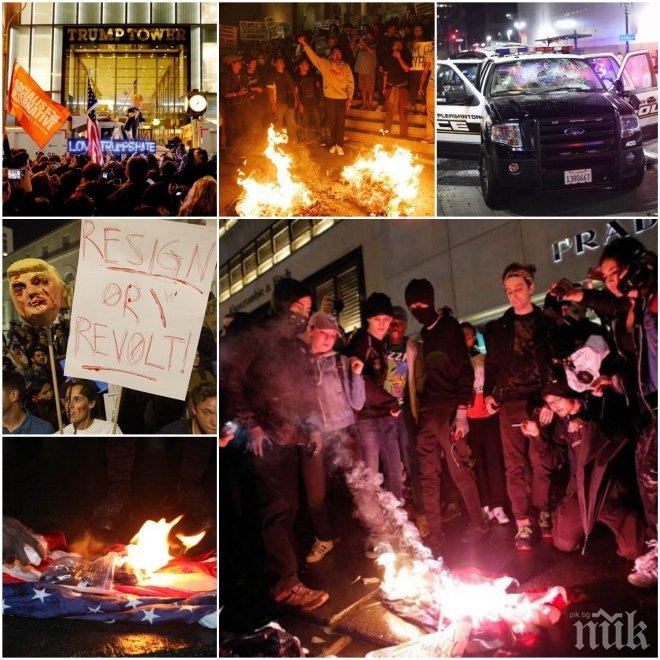 ИЗВЪНРЕДНО! САЩ пламна след победата на Тръмп (ВИДЕО И СНИМКИ)