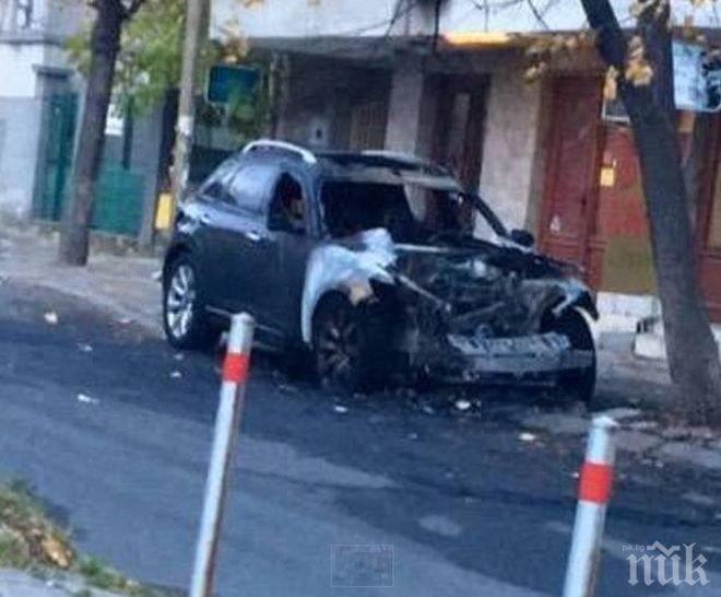Луксозен джип изгоря в центъра на Бургас