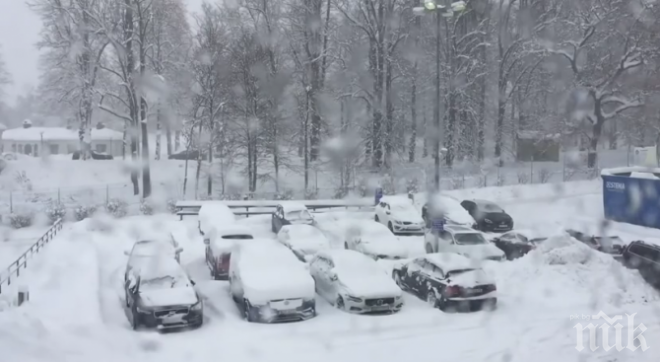 Рекорден снеговалеж блокира Швеция