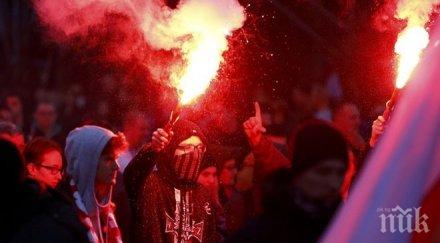 полският марш независимостта изгори украинския национален флаг