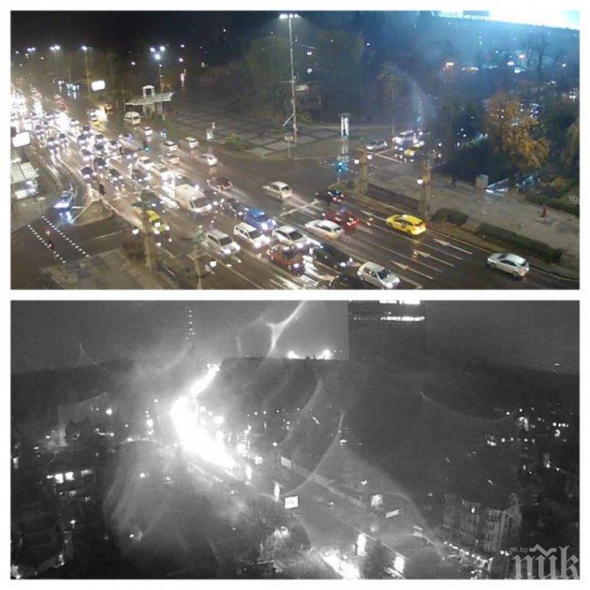 ВОДЕН АД В СОФИЯ: Силен дъжд се лее над столицата, започнаха задръствания по основните артерии на града