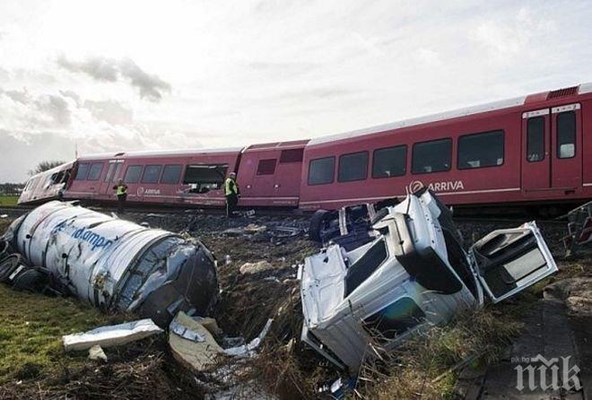 Екшън! Влак и камион за мляко се сблъскаха в Холандия - има ранени 