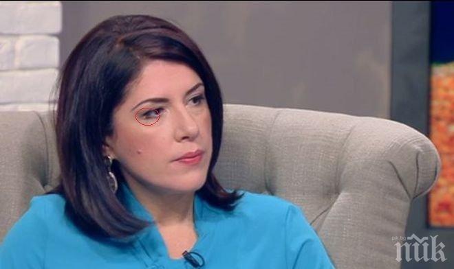 От какво се поду журналистката с баджаците? Води предаване с ечемик на окото 