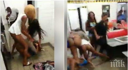 шокиращо видео бойни мадами спретнаха зверско меле прашки ресторант