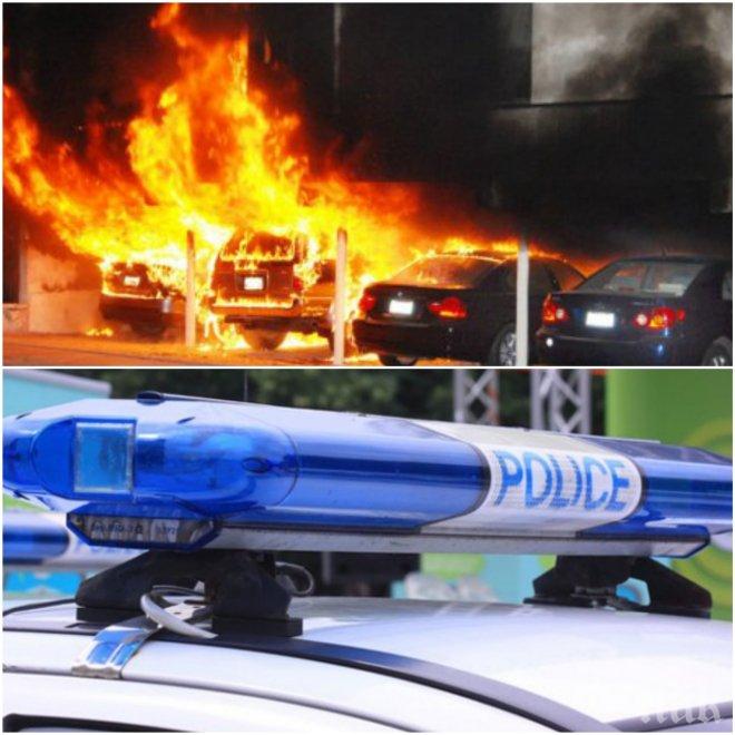 Неизвестен драсна клечката на колата на таксиджийка, изгоряха още два автомобила