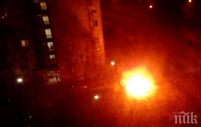 Гърмежи и трясъци посред нощ в Пловдив! Кола изгоря на бул. Вапцаров
