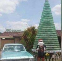 Веселяк! Австралиец си направи елха от бирени кенчета 