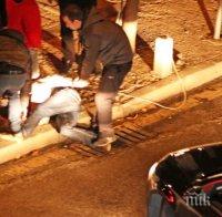 Ето как столичани задържат кьоркютук пиян мъж, ударил две коли в центъра на София (СНИМКИ)