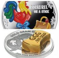 Пускат за късмет сребърни монети с вградено златно кюлче гигант и колекции за китайската Нова година на Петела