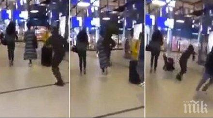 ужас ритни гърба превръща мода вижте холандия мъж посегна жена събаря земята