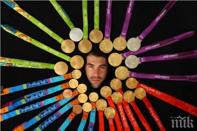 УНИКАЛЕН! Майкъл Фелпс позира за пръв път с 23-те си златни олимпийски медала
