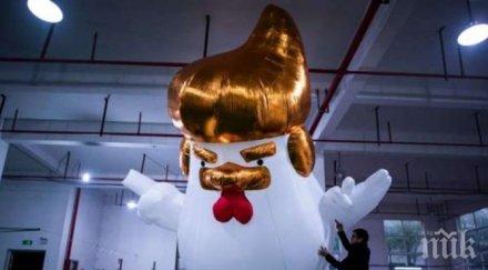 гигантска гавра китайска фабрика пуска надуваеми пилета лика тръмп