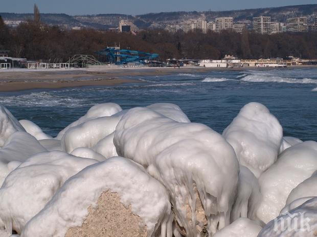 ЛЕДЕНА ЕПОХА! Морето замръзна! Ледени блокове се носят край Каварна