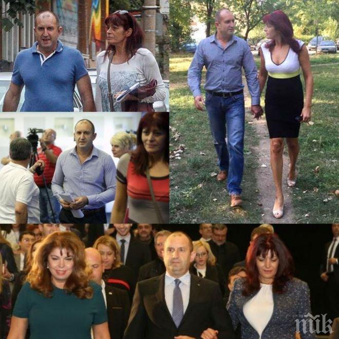 Жената на новия президент Радев до него на церемониите