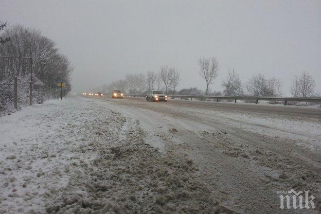 Снежен ад на магистрала Струма! Шофьори закъсват в 10-километрова тапа на влизане в София