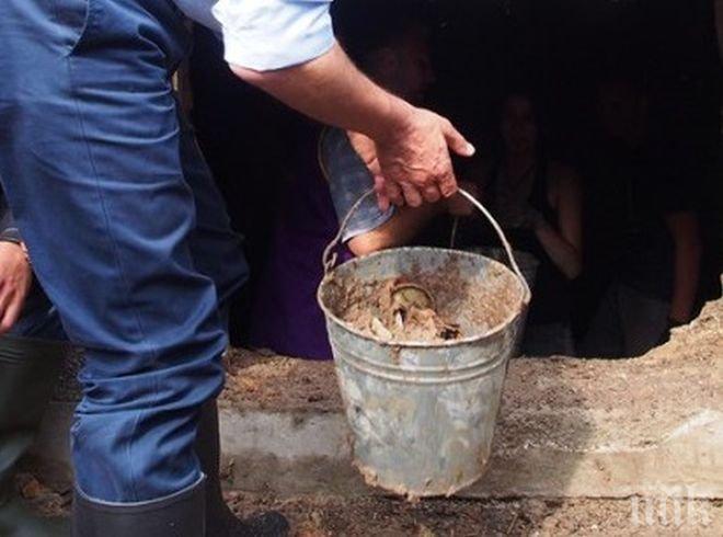 Глобиха недоволен от санирането, излял кофа кал в общината в Благоевград