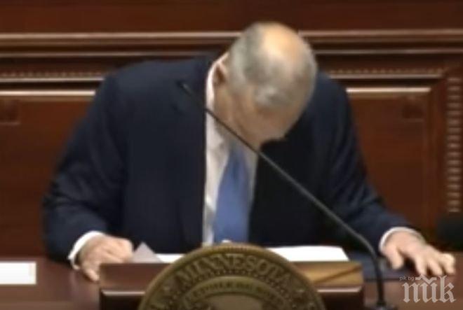 ШОК! Политик припадна по време на реч (ВИДЕО)