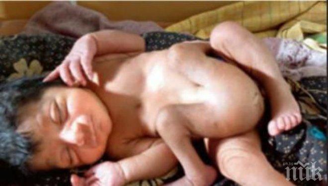 23-годишна роди дете с четири крака и двойни гениталии (18+)