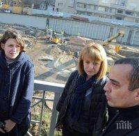 Фандъкова проверява как върви проектът за Триъгълната кула на Сердика